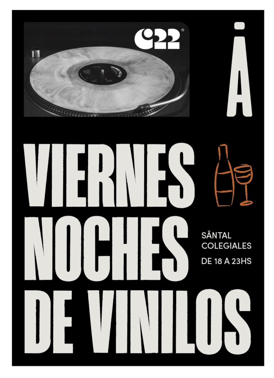 Flyer Viernes Noches de Vinilos — SĀNTAL Colegiales junto a Canal22